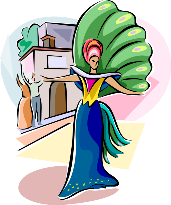 Vector Illustration Of Annual Brazilian Carnival Festival - Vector Illustration Of Annual Brazilian Carnival Festival (585x700)