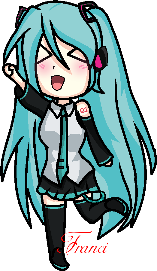 Hatsune Miku Chibi By Franci-bases - Cartoon (622x974)
