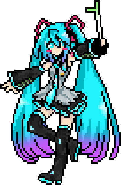 Hatsune Miku Pixel - Hatsune Miku Pixel Art (456x642)