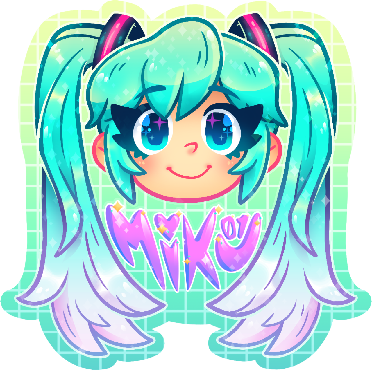 Cute Transparent Hatsune Miku I Made And Turned Into - Cartoon (1280x1275)