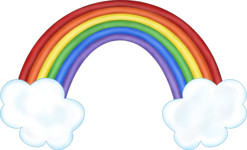 Rainbow With Clouds 3 Clipart - Rainbow With Clouds Transparent (822x501)
