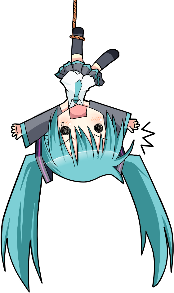 All These Upside Down Post Titles Are Raining Hell - Hatsune Miku Hanging (582x946)