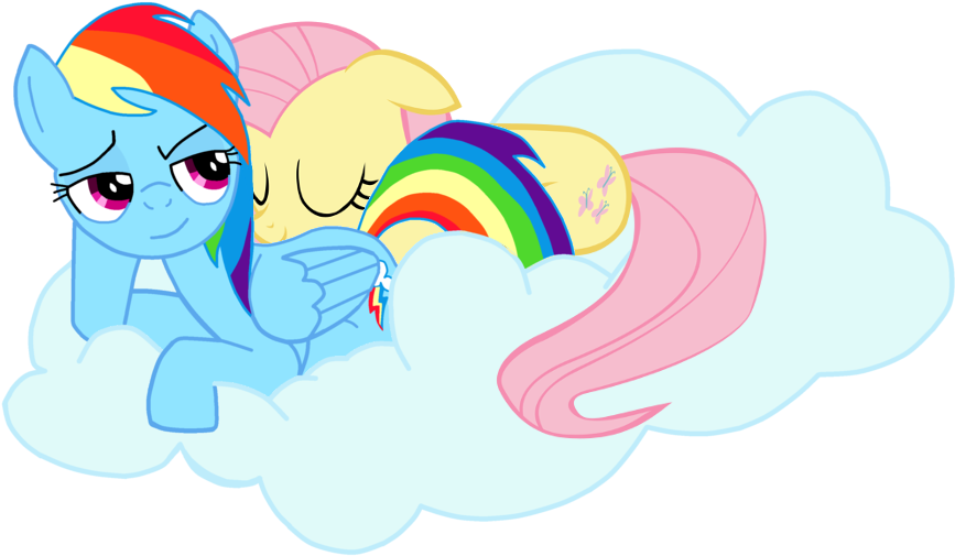 Fluttershy And Rainbow Dash Cloud (1024x577)