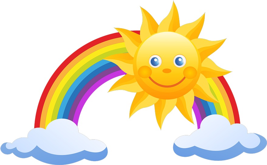 Rainbow Pixel Clip Art - Rainbow With Sun Png (1024x1045)
