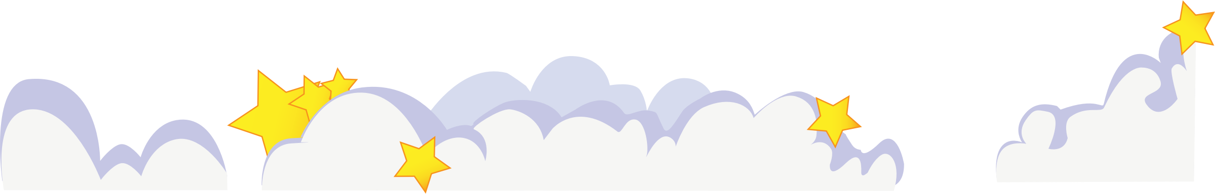 Clouds Clipart Cute Cartoon - Cartoon Stars Transparent Png (2400x384)