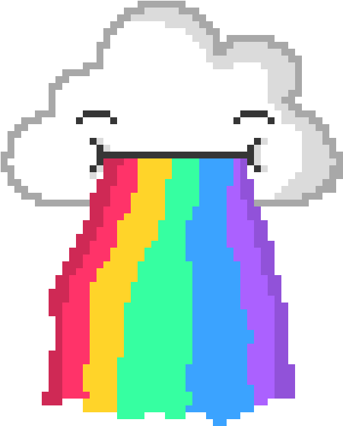 Rainbow Puking Cloud - Pixel Art (640x680)