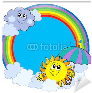 Sun And Clouds In Rainbow Circle Wall Mural • Pixers® - Sun (400x400)