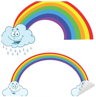 Clouds Raining With Rainbow Cartoon Characters - Rainbow (400x400)