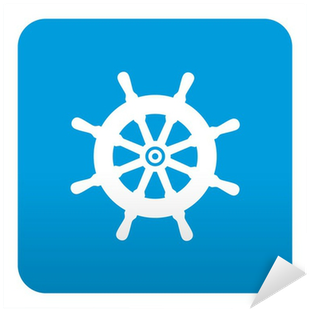 Sticker Type De Label App Symbole Bleu Bateau De Gouvernail - Torna Ahşap Oyma (400x400)