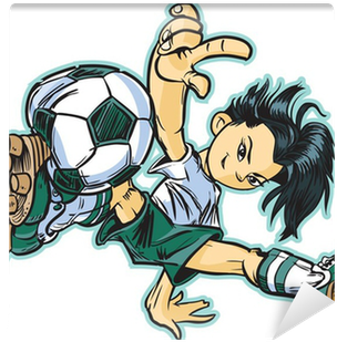 Fotomural Asian Break Dance Soccer Girl Vector Clip - Girl Wolf Soccer Cartoon (400x400)