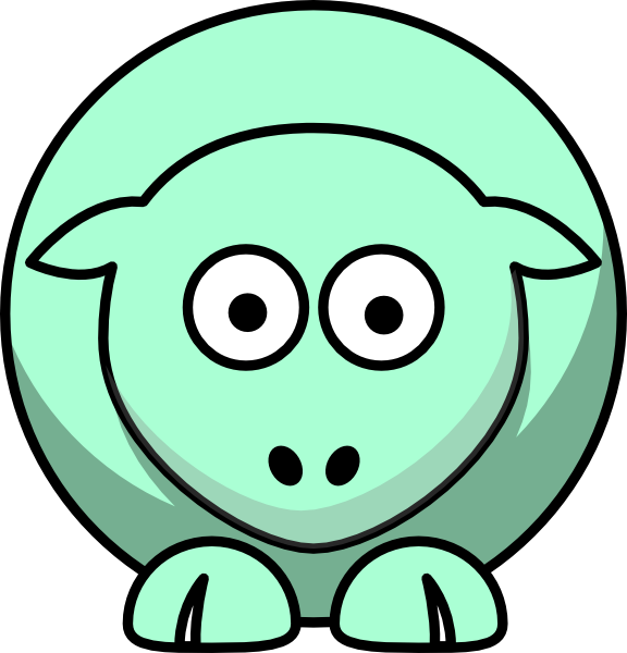 Sheep Looking Straight Pastel Green Clip Art At Clker - Draw A Simple Pig (576x600)