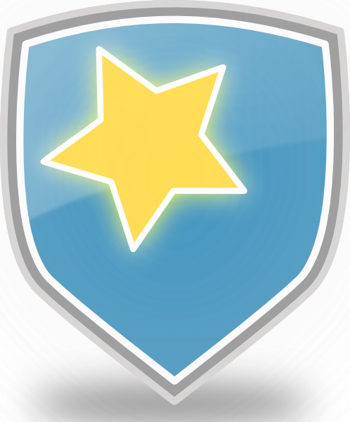 Free Vector Rachaelanaya Blue Shield Star Icon Clip - Shield Star (498x601)