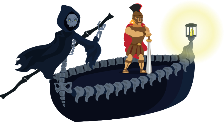 Achilles Has Entered The Underworld⚡ Drifts Along The - Cartoon (764x416)