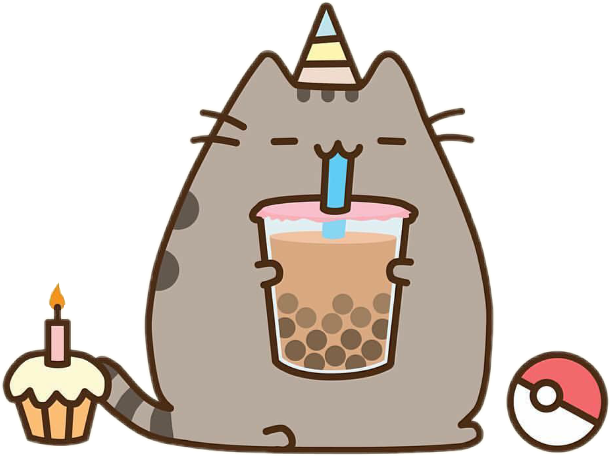 Pusheen Pusheencat Pusheenthecat Birthday - Pusheen Cat Bubble Tea (1236x924)