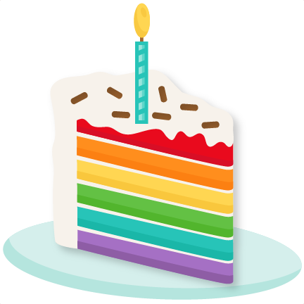 Rainbow Piece Of Cake Svg Scrapbook Cut File Cute Clipart - Rainbow Cake Slice Clipart (432x432)