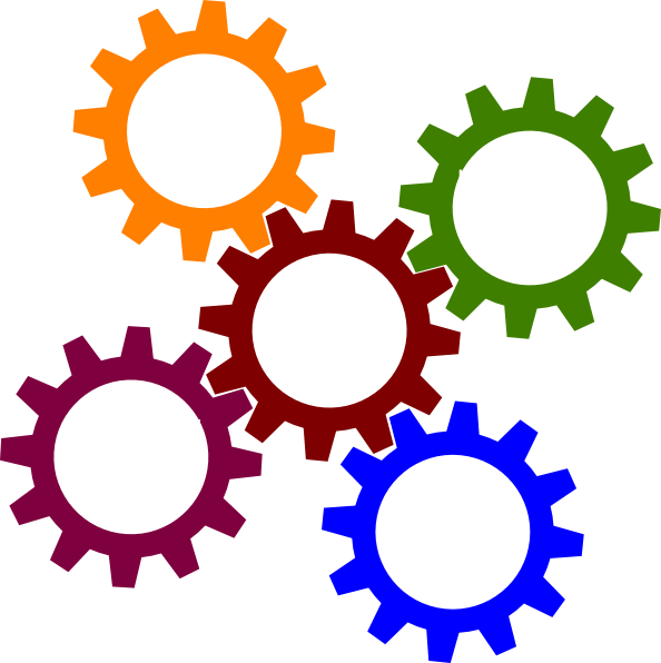 Gear Cog Clipart - Engineering Clipart Black And White (594x596)