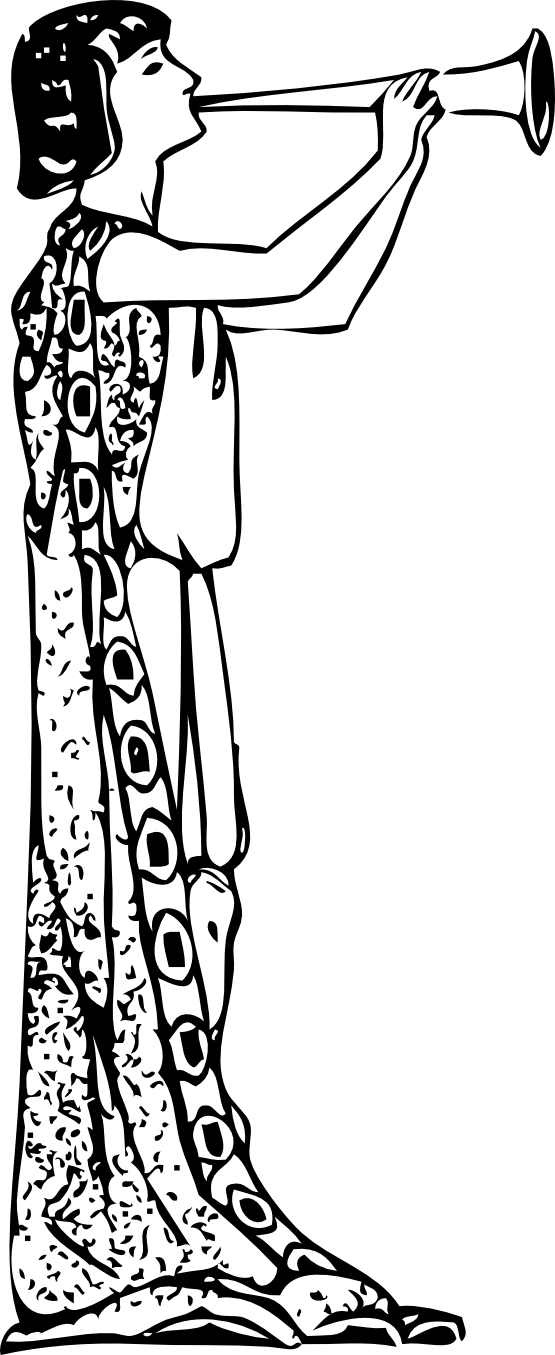 Herald Black White Line Art 555px - Herald Clipart (555x1355)