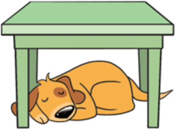 Ball Under The Table Clipart - Cat Under The Table (420x333)