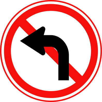 Korean Traffic Sign - Traffic Signs No Left Turn (395x394)