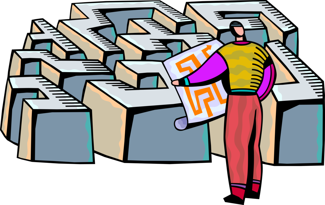 Vector Illustration Of Man Studies Map Solution To - Vector Illustration Of Man Studies Map Solution To (1109x700)