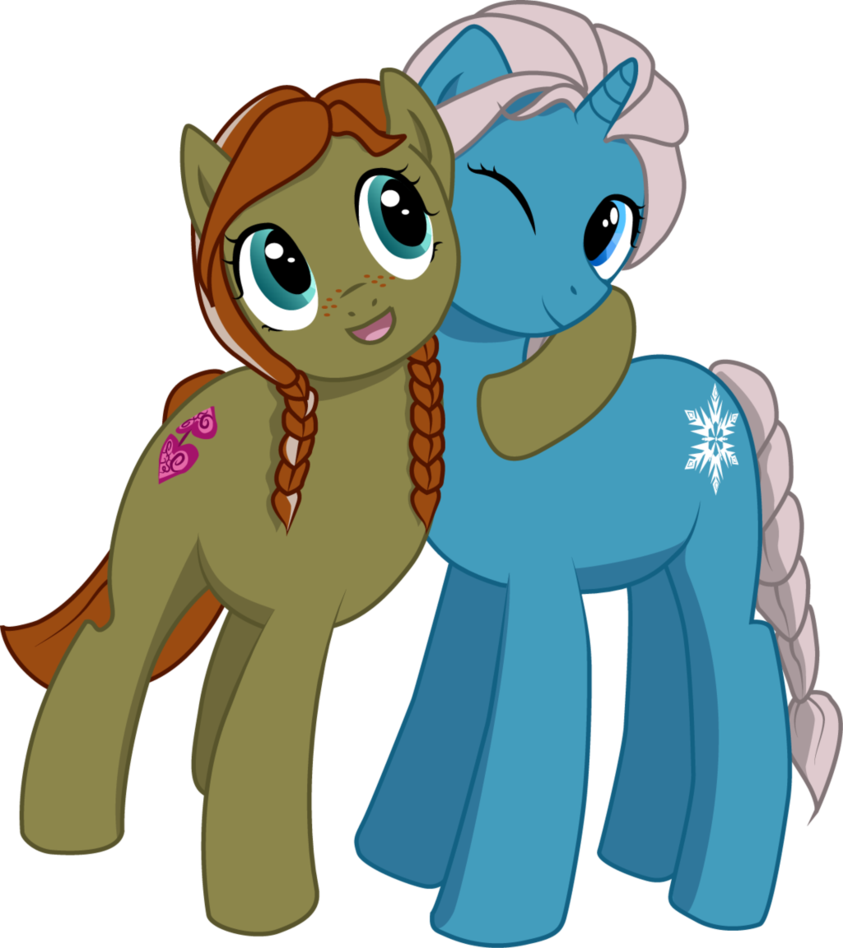 Anna And Elsa Mlp By 1nktear - Cartoon (843x948)