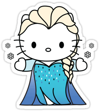 Frozen, Hello Kitty, And Original Image - Hello Kitty Elsa Coloring Pages (375x360)