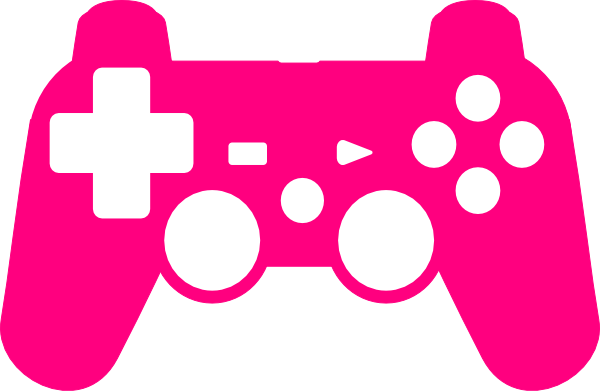 Play Station Controller Silhouette Clip Art - Game Controller Cartoon Pink (600x391)