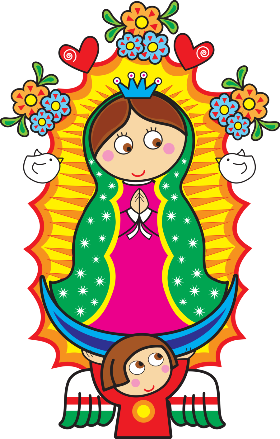 La Misma Imagen, Pero Más Grande Y Más Mejor - Virgen De Guadalupe Caricatura (900x1410)