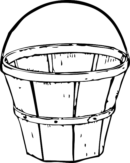 Bucket Black, Apple, Apples, White, Cartoon, Empty, - Black And White Basket (512x640)