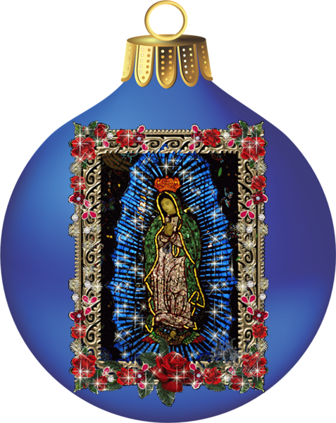 Esferas De Navidad Con Imágenes De La Virgen De Guadalupe - Virgen De Guadalupe Con Glitter (477x600)