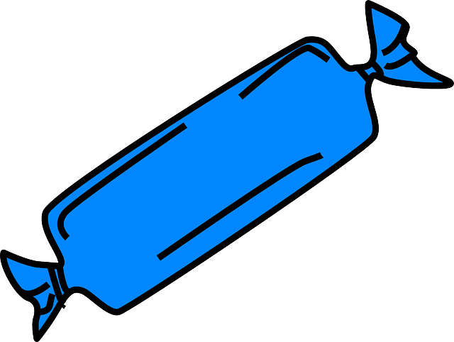 Cartoon Black, Blue, Food, Outline, Kids, Bar, White, - Candy Clip Art (640x482)