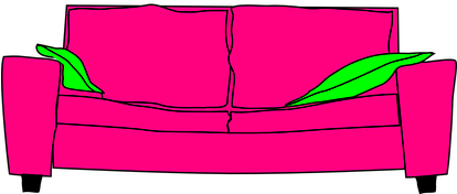 Pink, Furniture, Couch, Pillows, Green - Desenho De Sofá Em Png (413x340)