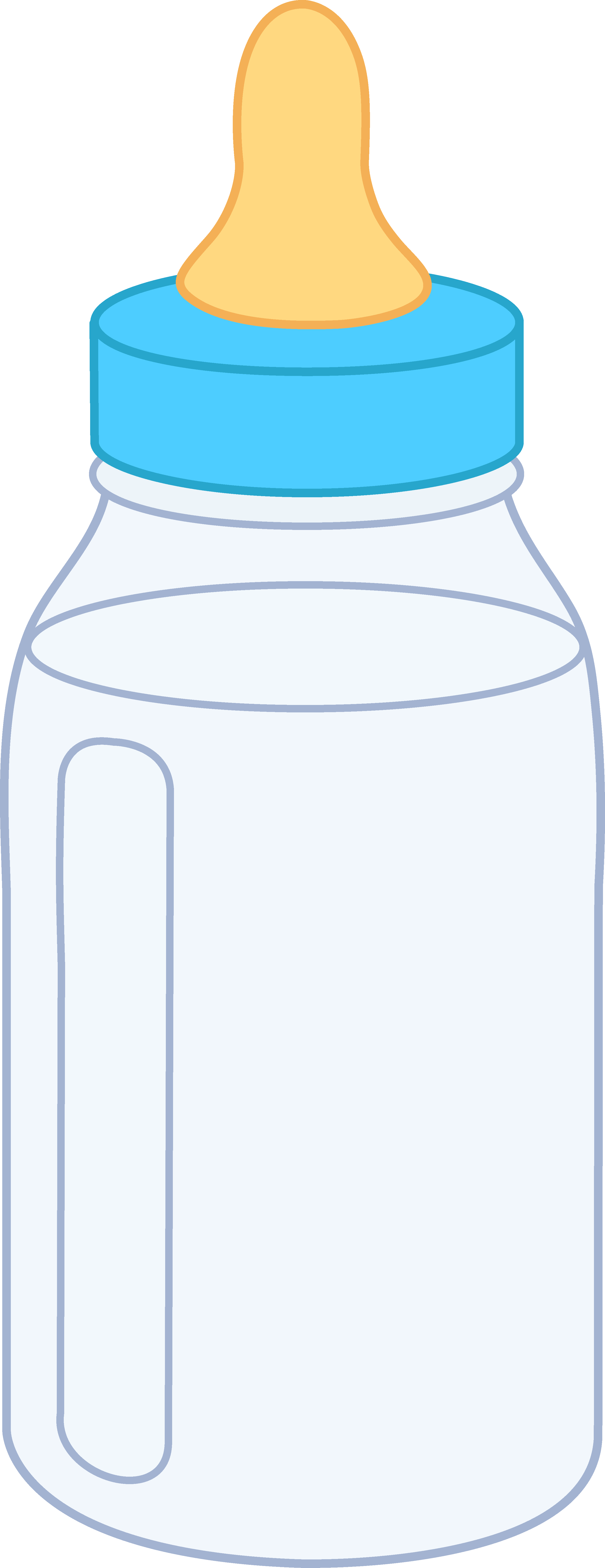 Blue Baby Bottle Clipart - Baby Bottle Graphic Transparent Background (2685x6953)
