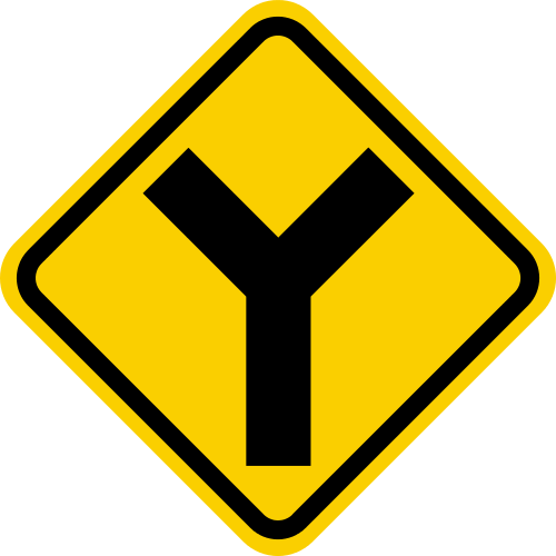 A Fork Road Sign - Y Junction Road Sign (500x500)