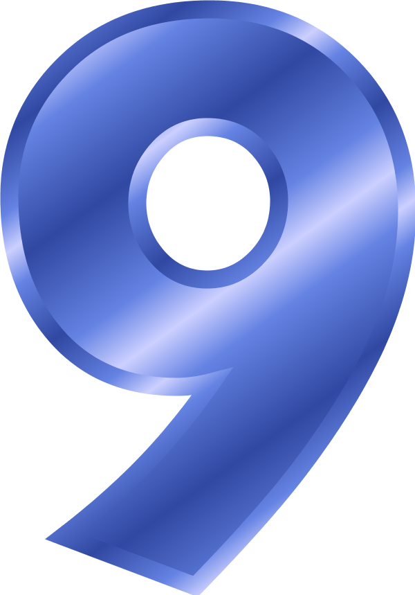 Blue Number 9 Clipart - Clip Art 9 (600x859)