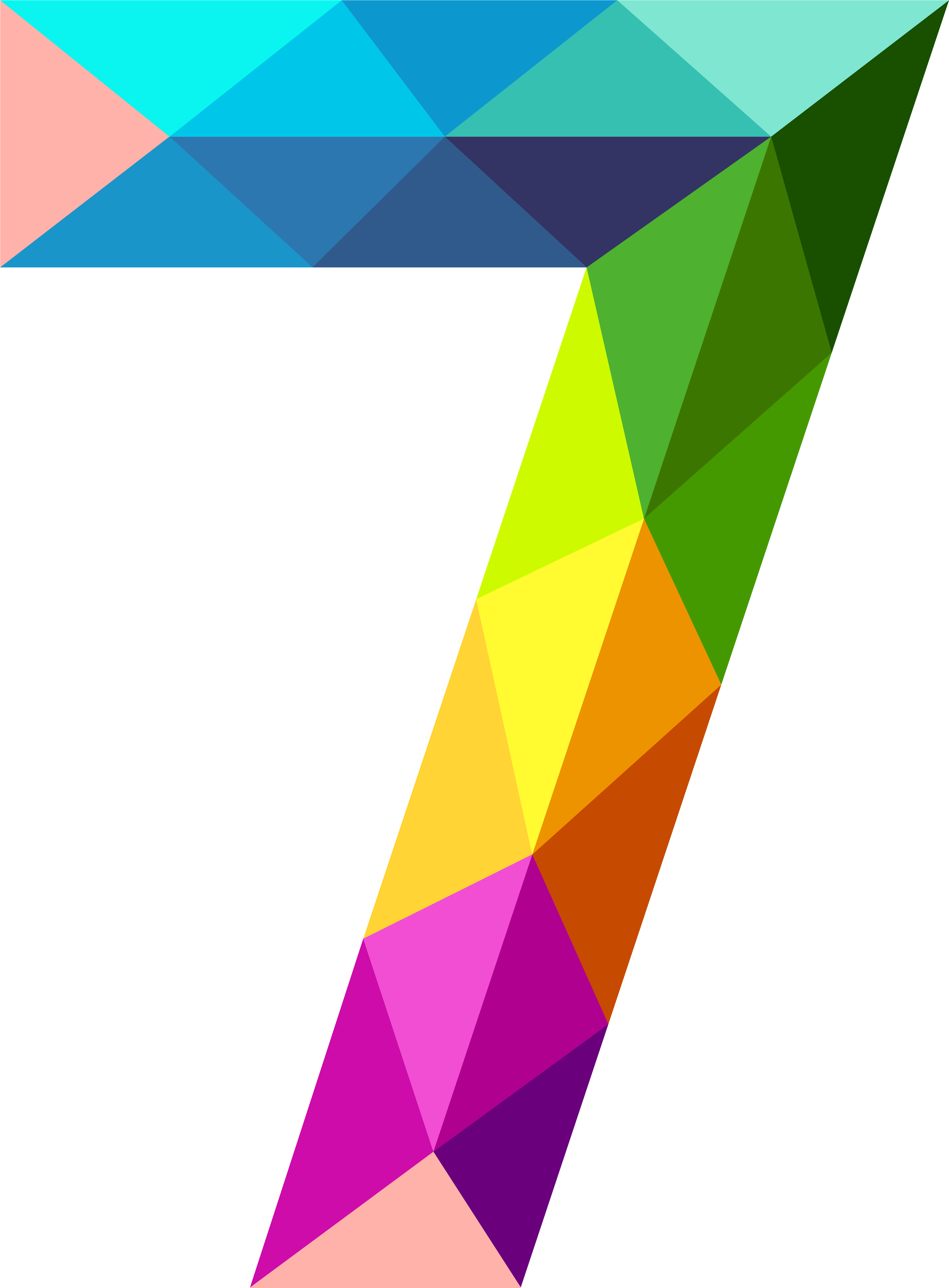 Colourful Triangles Number Seven Png Clipart Image - Number 7 Clipart (4201x5667)