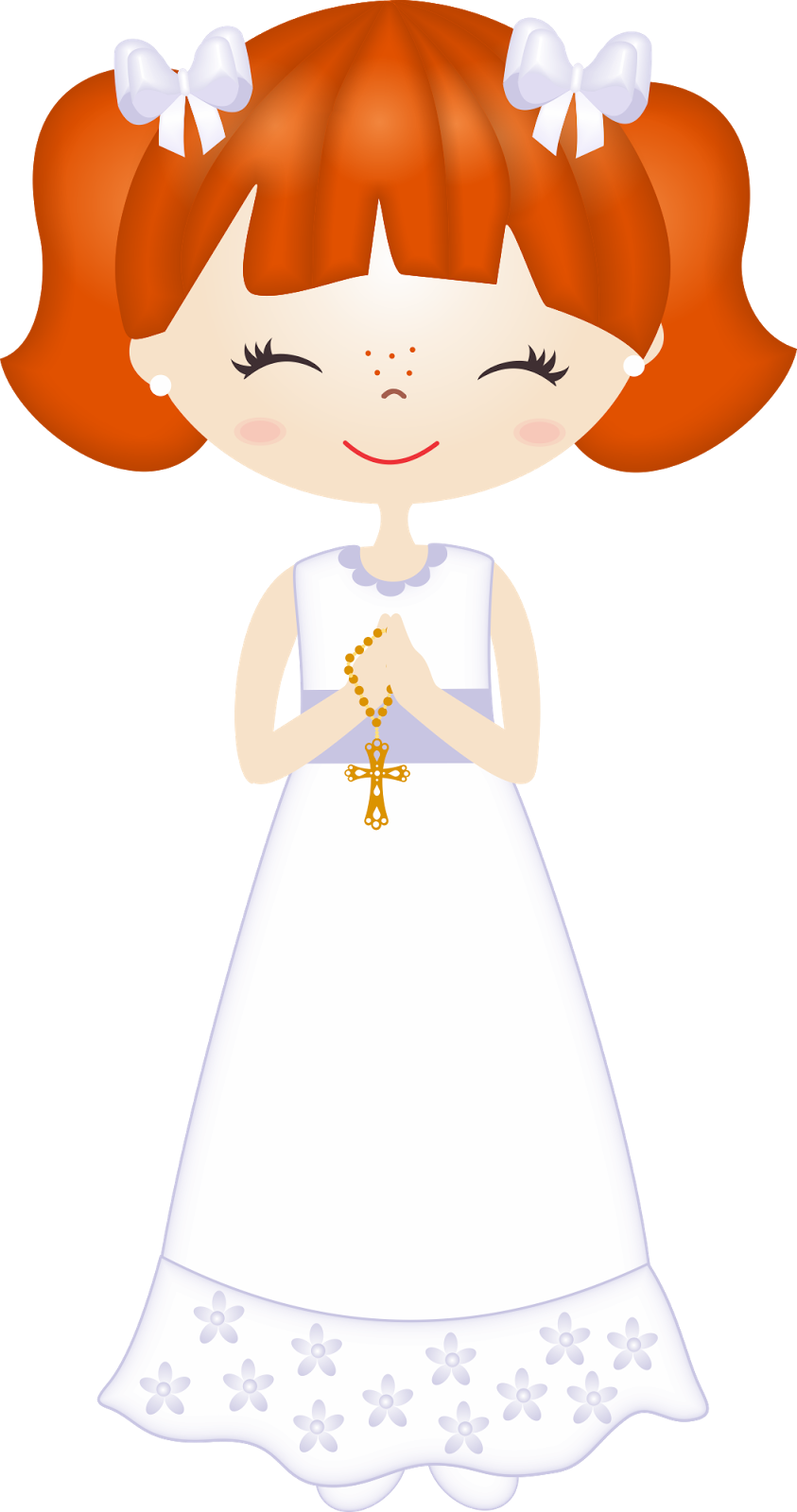 Clipart De Nenas En Su Primera Comunión - Muñequitas De Primera Comunion Vector (843x1600)