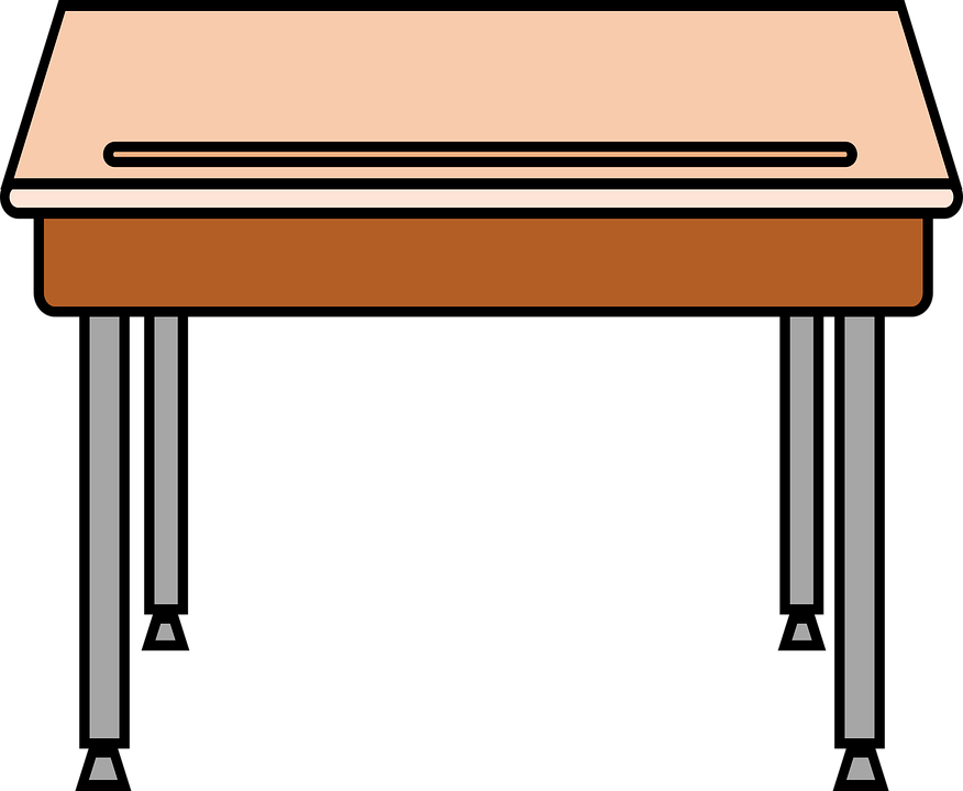 Desk Clipart Meja - Desk Clipart (876x720)