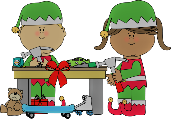Our Elves Are Placing The Finishing Touch On Their - Elves Working Clip Art (550x383)