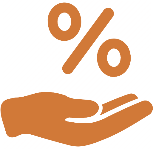Clients In A Panic About The Cost Of Health Benefits - Hand With Percent Icon (512x512)
