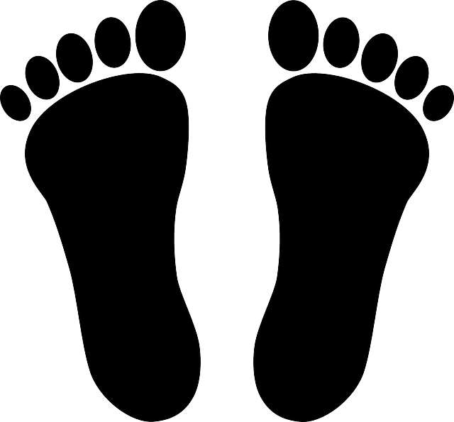 Foot Feet, Footprints, Toes, Silhouette, Black, Foot - Foot Prints Clip Art (640x595)