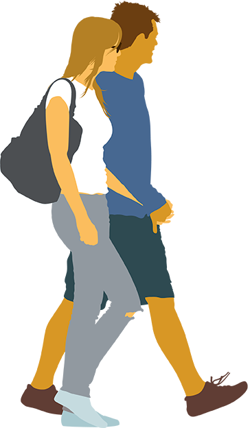 Contact Us - Walking Crowd Illustration (364x624)