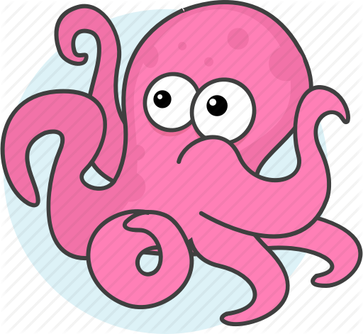 Cartoon Octopus - Sea Animals Cartoon (512x471)