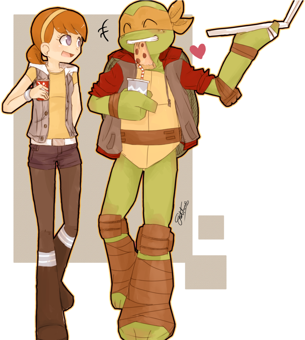 Tmnt2012 Deviantart Gallery - Tmnt Mikey And April (1024x1099)