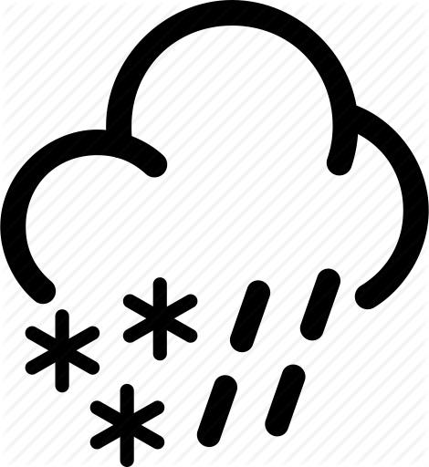 Snow Cloud Clipart Black And White - Heavy Rain Weather Icon (470x512)