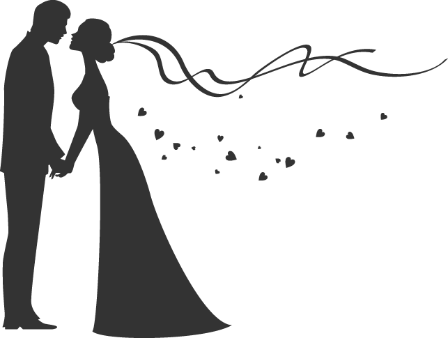 Wedding Png Transparent Images - Bride And Groom Silhouette (643x485)