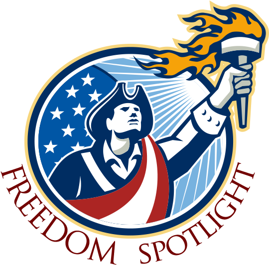 Picture - American Patriot Holding Up Torch Flag Shield Card (547x540)
