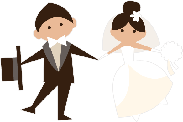 Animated Brides Grooms Wedding Party Stickers Messages - Cartoon Bride And Groom (618x618)