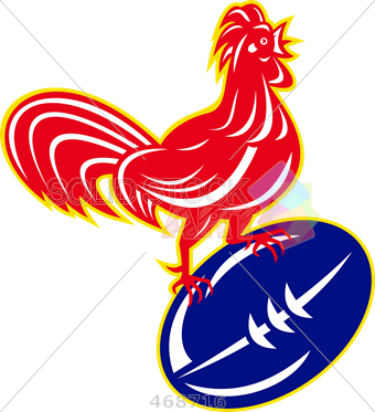 Stock Illustration Of Old Fashioned Cartoon Illustration - French Rugby Rooster (340x373)