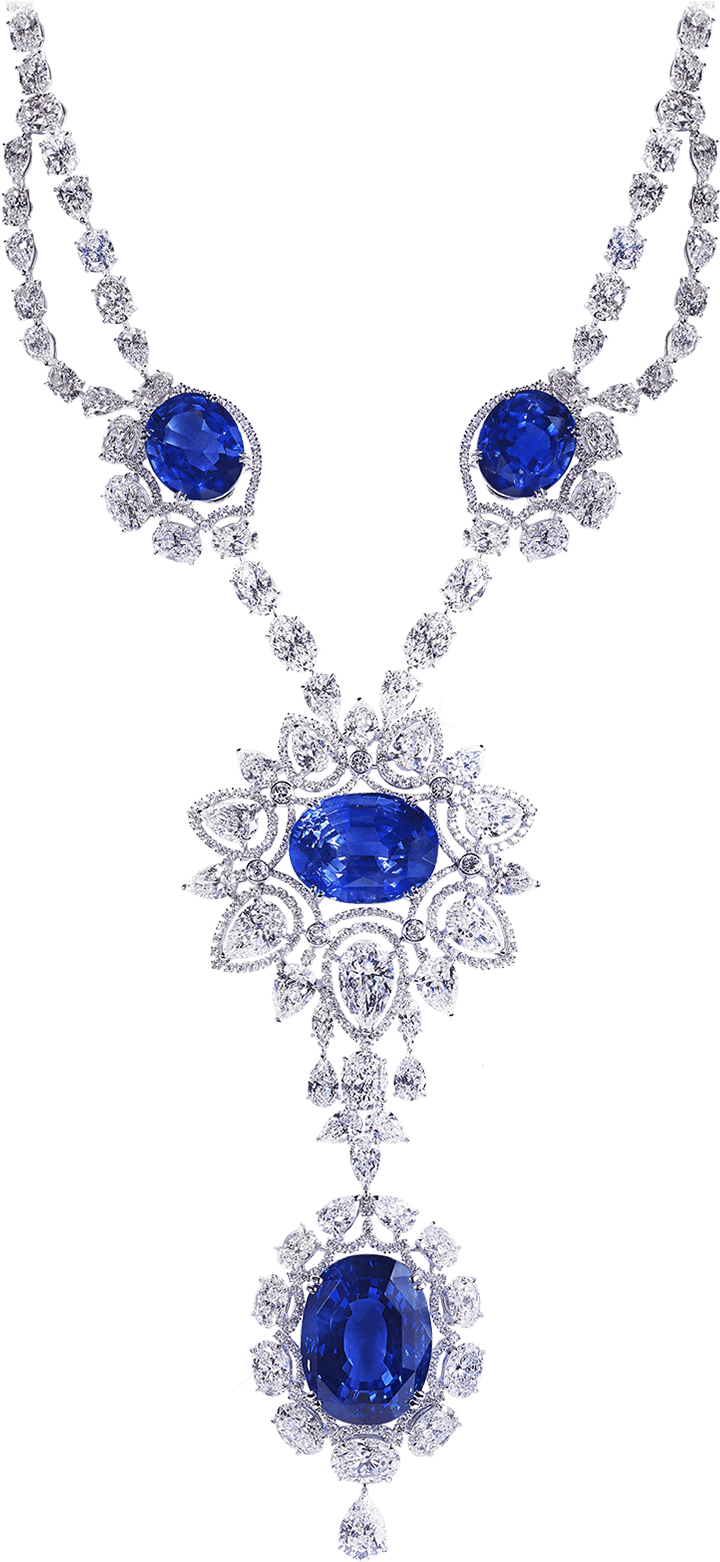 Important Sri Lankan Sapphire & Diamond Necklace - Sapphire Necklace Png (1675x1675)